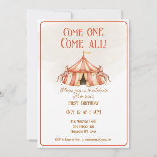 Invitation Cirque Whimsical Cheval Premier anniversaire