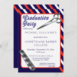 Invitation Ciseaux   Comb Barber School Graduation Party