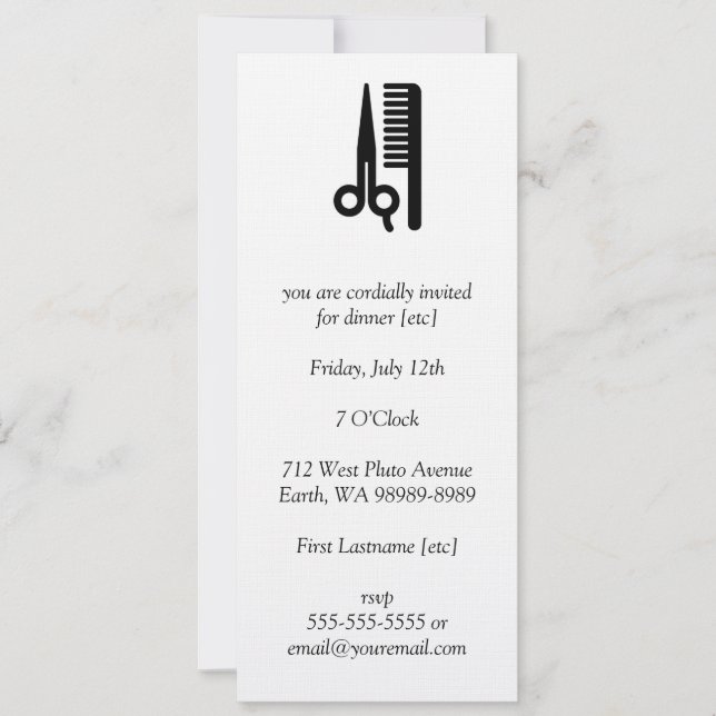 Invitation Ciseaux et peigne (Devant)