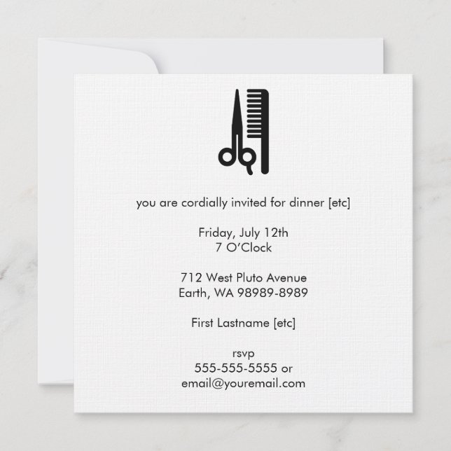Invitation Ciseaux et peigne (Devant)