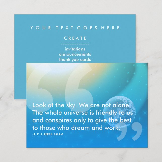 Invitation Citation à succès de l'APJ Abdul Kalam (Devant / Derrière)