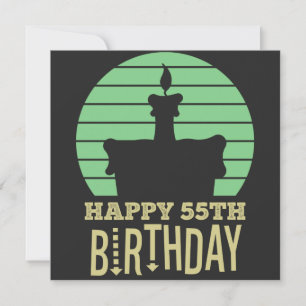 Invitation citation d'anniversaire 55 ans jaune vert heureux
