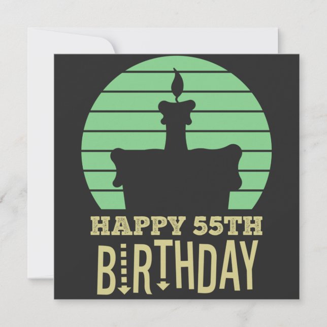 Invitation citation d'anniversaire 55 ans jaune vert heureux (Devant)
