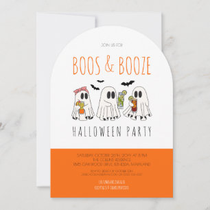 Invitation Citation de Boos et Booze Ghost Adult Halloween Pa