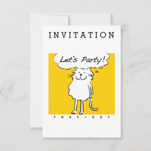 Invitation Citation de chat de dessin souriant dit Faisons la