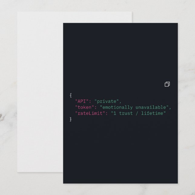 Invitation citation de codeur noir et blanc – Pers (Devant / Derrière)