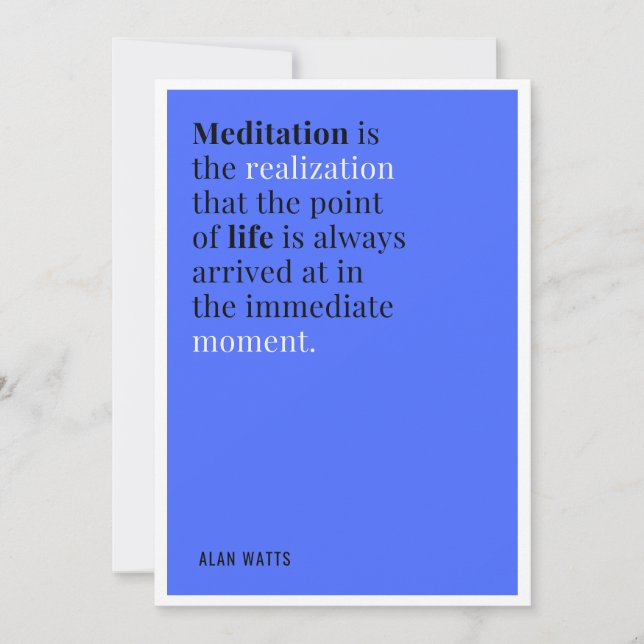 Invitation Citation de la méditation Alan Watts (Devant)