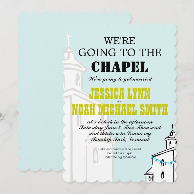 Invitation Citation de typographie Nous allons à la chapelle  (Devant / Derrière)