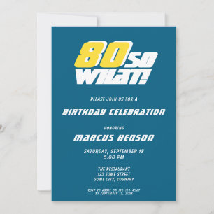 Invitation Citation drôle 80 et alors Anniversaire Bleu 80 an