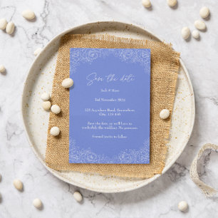 Invitation Citation humoristique Floral Bleu & Blanc Enregist