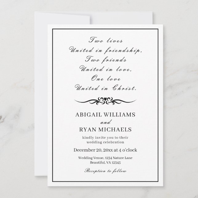 Invitation Citation Inspiration moderne Mariage chrétien (Devant)
