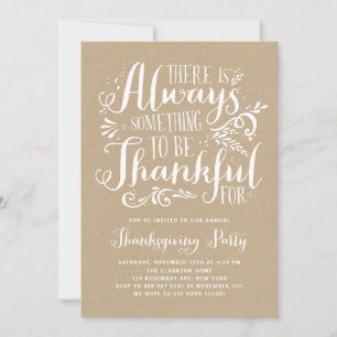 Invitation Citation Russe Faux Kraft Paper Thanksgiving Party