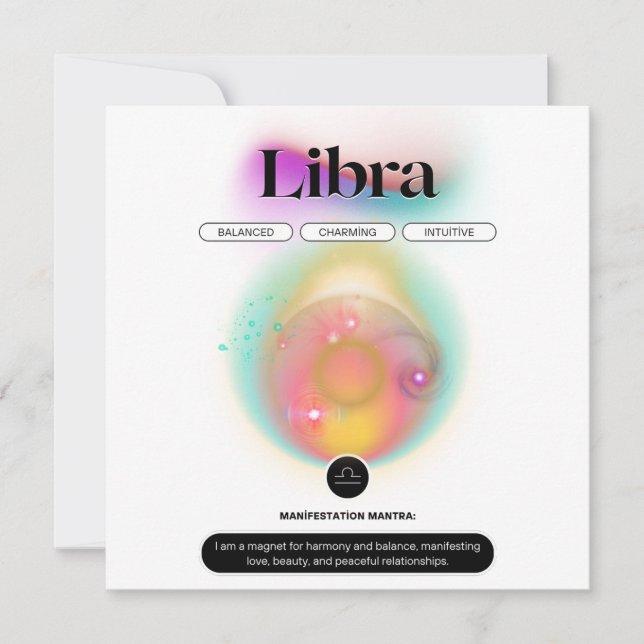 Invitation Citation Signe du Zodiaque Balance Élément Air (Devant)