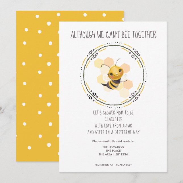 Invitation Cite Cant Be Together Baby shower by Mail (Devant / Derrière)