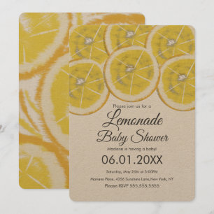 Invitation Citron Abstrait Citrus Lemonade Baby shower Kraft
