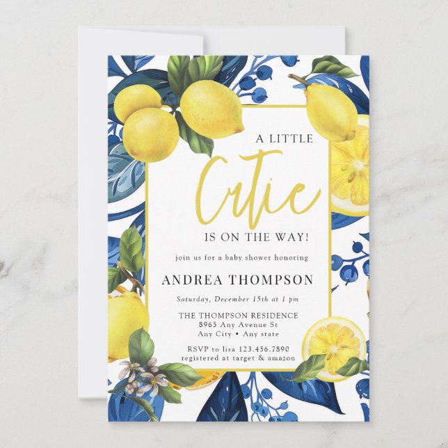 Invitation Citron | Agrumes | Baby shower botanique (Devant)