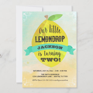 Invitation Citron Aquarelle Anniversaire Citron Enfant