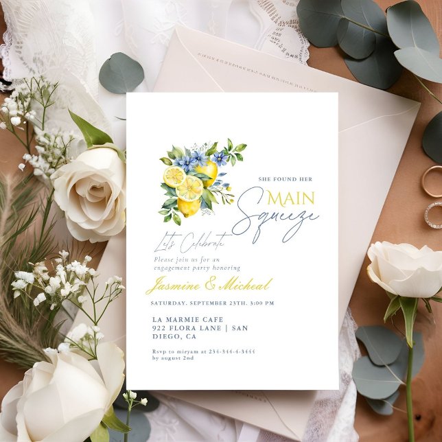 Invitation Citron bleu Floral Citrus (Créateur téléchargé)