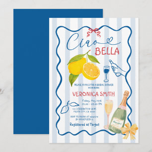 Invitation Citron bleu Italie Ciao Fête des mariées Invitatio