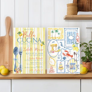 Invitation Citron bleu italien Fête des mariées Bella Cucina