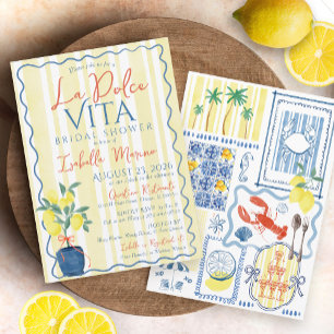Invitation Citron bleu italien La Dolce Vita Fête des mariées