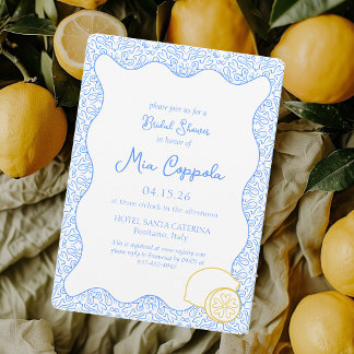 Invitation Citron bleu méditerranéen Fête des mariées italien