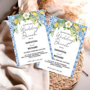 Invitation Citron bleu méditerranéen Mariage italien Brunch