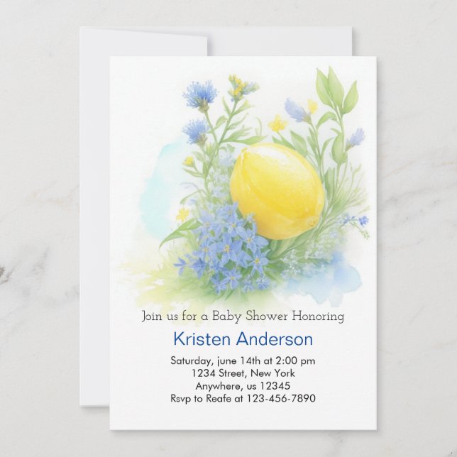 Invitation Citron Blissful Citrus Adventure Boy Baby shower (Devant)