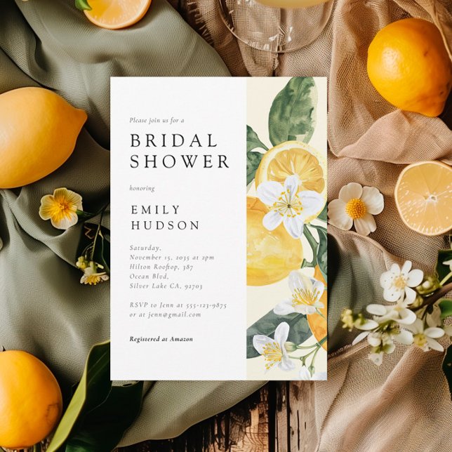 Invitation Citron Citrus Fête des mariées principale (Créateur téléchargé)