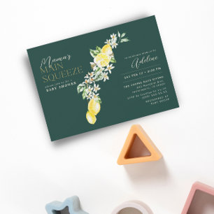 Invitation Citron Citrus Mama Baby shower vert Squeeze