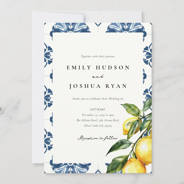 Invitation Citron Citrus Positano Mariage italien (Devant)