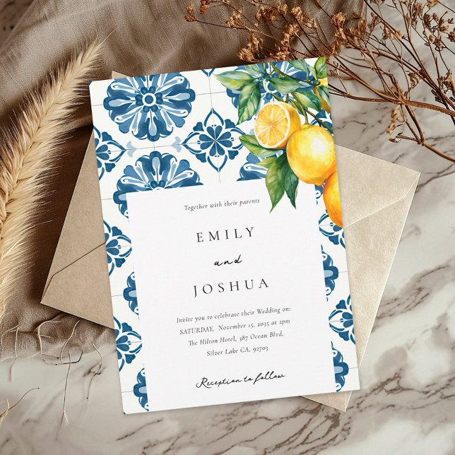 Invitation Citron Citrus Positano Mariage italien (Créateur téléchargé)
