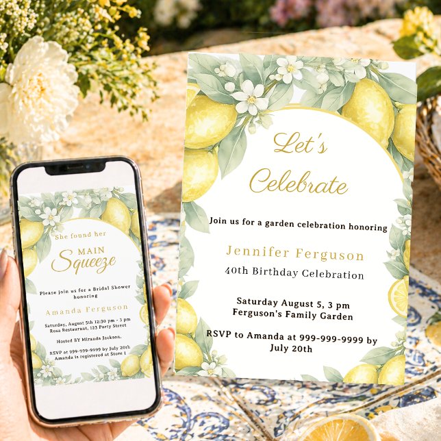 Invitation Citron d'anniversaire été jardin citrus (Créateur téléchargé)