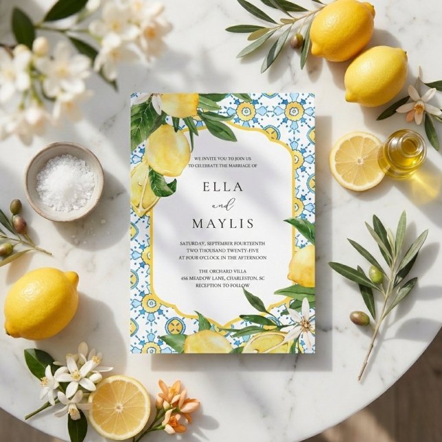 Invitation Citron de Méditerranée | Mariage italien à Amalfi (Créateur téléchargé)