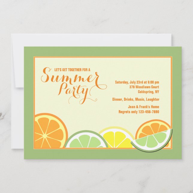 Invitation Citron d'Été (Devant)