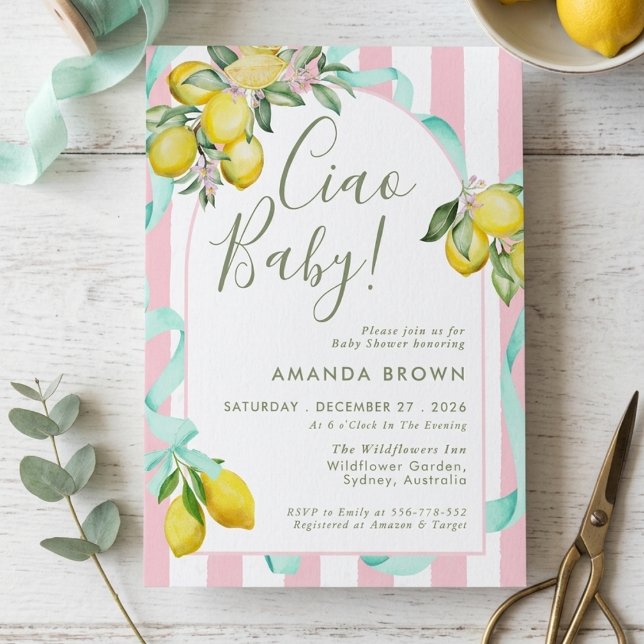 Invitation Citron d'été Citrus Summer Lemon Bow Italien Ciao  (Créateur téléchargé)
