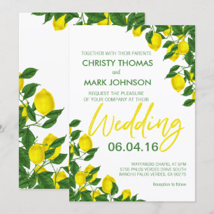 Invitation Citron été moderne Mariage jaune