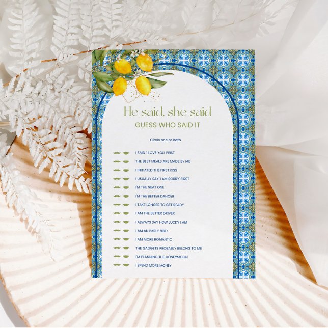 Invitation Citron Fête des mariées Il A Dit Qu'Elle A Dit Gam (Créateur téléchargé)