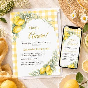 Invitation Citron gingham italien amour noeud Shower de maria