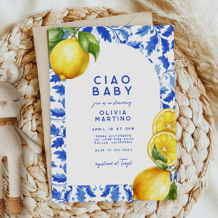 Invitation Citron italien Amalfi Baby shower en carrelage ble
