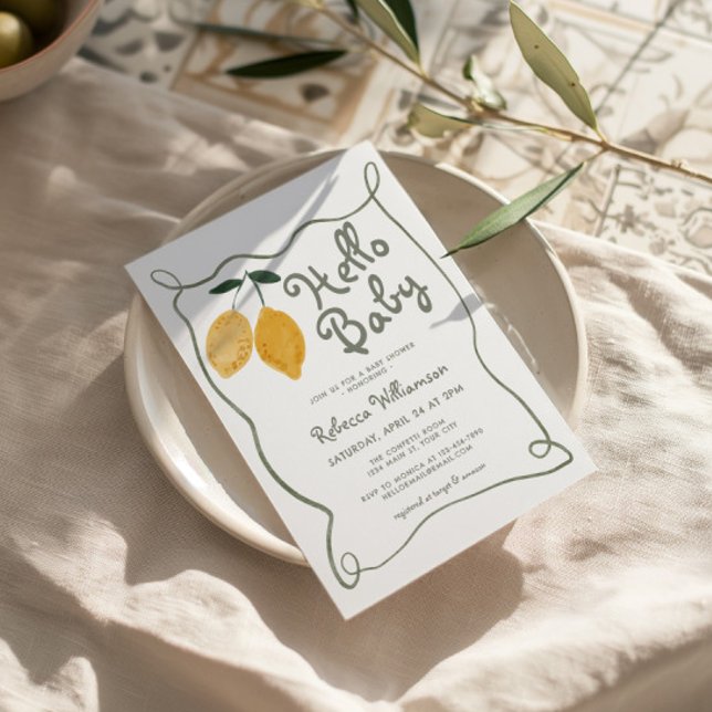 Invitation Citron Italien Amalfi Baby shower neutre (Gender Neutral Lemon Baby Shower Invite)