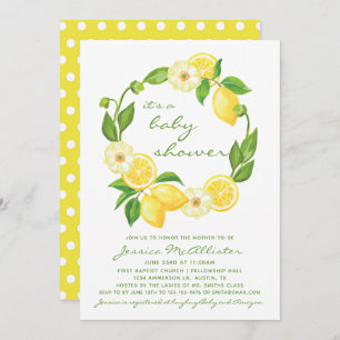 Invitation Citron jaune Baby shower Polkadot Unisex