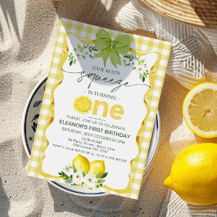 Invitation Citron jaune floral Notre Squeeze principal 1er an