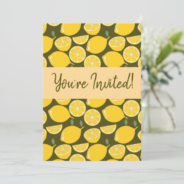 Invitation Citron Jaune Moderne Amusant mignon (Debout devant)