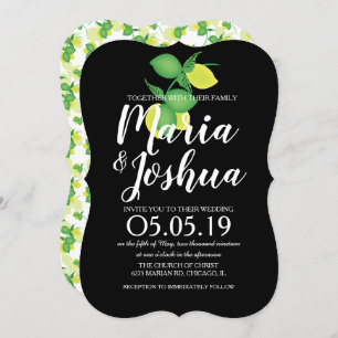 Invitation Citron jaune vert moderne Motif sans couture Maria