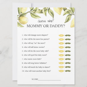 Invitation Citron jeux de baby shower maman ou papa devine qu
