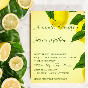 Invitation Citron Joli Lumineux Mariage Citrus Jaune