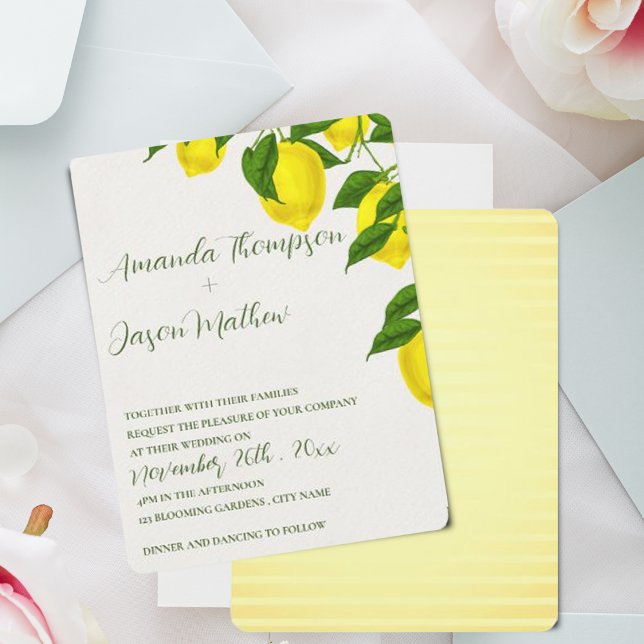 Invitation Citron Joli Lumineux Mariage Citrus Jaune (Lemon Pretty Bright Yellow Citrus Wedding Invitation
)