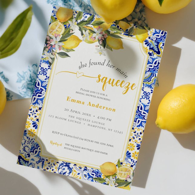 Invitation Citron Méditerranée Pincée Principale Mariage Show (Créateur téléchargé)