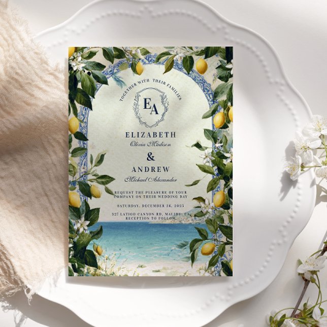 Invitation Citron méditerranéen et Mariage vert (Créateur téléchargé)
